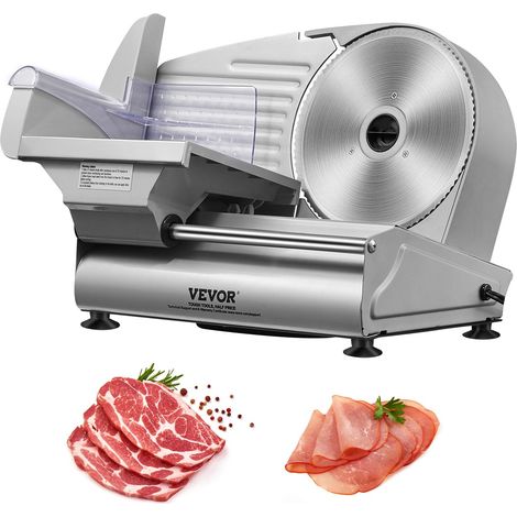 VEVOR Affettatrice Carne, Affettatrice Elettrica da 180 W con Lama in Acciaio Inossidabile SUS420 da 7,5" e Protezione Lama, Spessore Regolabile da 0 a 0,6 Pollici per Uso Domestico, Facile da Puli (1/5)