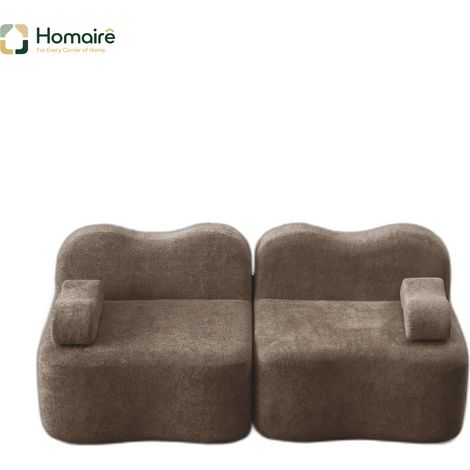 Canapé modulable en velours marron avec accoudoirs 192 x 98 x 70 cm HOMAIRE (1/5)