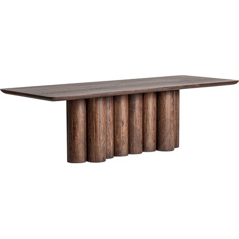 Table de salle à manger art déco en bois d'acacia marron naturel - Marron bois naturel chaleureux (1/4)