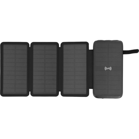 Batterie externe solaire avec éclairage LED, multifonction, étanche, 5 W, chargeur sans fil avec câble USB pour une utilisation en extérieur (1/5)