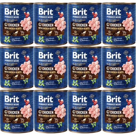 Nourriture humide pour chats Brit Premium By Nature, cœurs de poulet, 800 g (1/2)