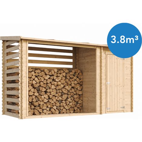 TIMBELA M205 Abri de jardin+ Chalet pour vélos/ Bucher/Abri conteneur - Cabane de jardin avec Toit plat - 348 x 146 cm - 2,54 m2+1,1 m2