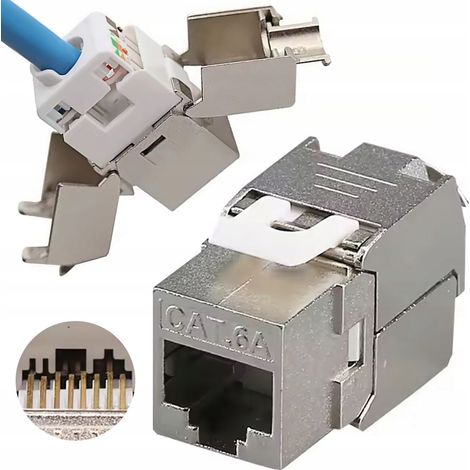 Rosfix FX-RJ45-6A-16 Keystone RJ-45 STP Cat.6A Classe EA 500 MHz Presa schermata IDC110 senza attrezzi Contatti placcati in oro ISO/IEC 10 Gbps (1/5)