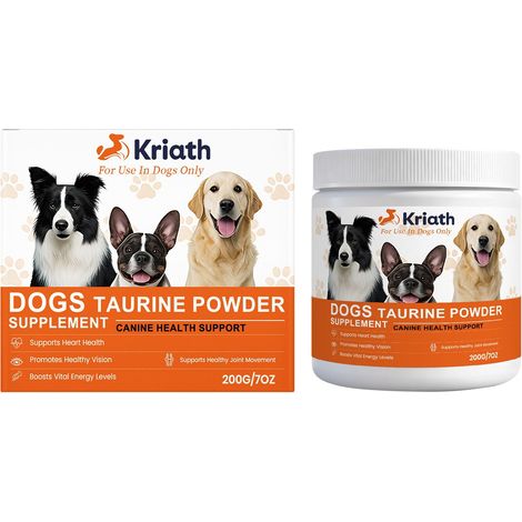 Complément alimentaire de taurine en poudre pour chiens, adapté aux besoins nutritionnels quotidiens des chiens de tous âges – 200 g (1/5)
