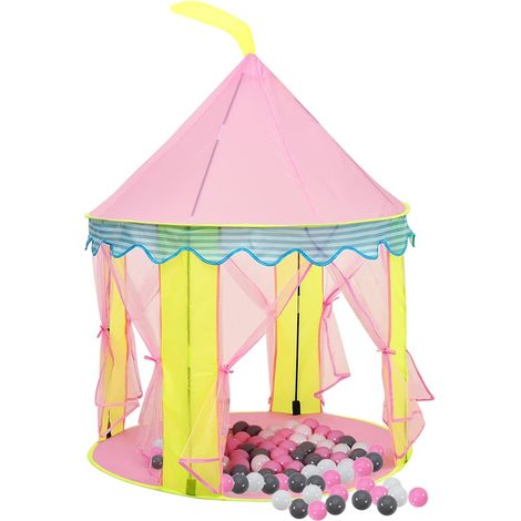 Tente enfant et Tunnel, Tente à Balles, avec 250 balles Rose 100x100x127 cm OIB1784E (1/5)