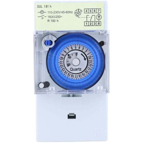 SUL181h Minuterie mécanique, minuterie à quartz 24 heures,horloge modulaire,interrupteur relais, 110230VAC 16A (1/5)