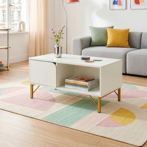 Table basse Reyri 80 x 45 x 42 cm blanc / doré (1/5)