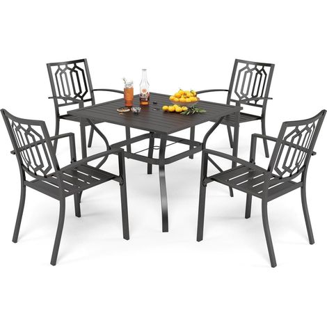 Gartenmöbel Set 4 Personen Gartentisch mit Stühlen Metall Outdoor Bistro (1/5)