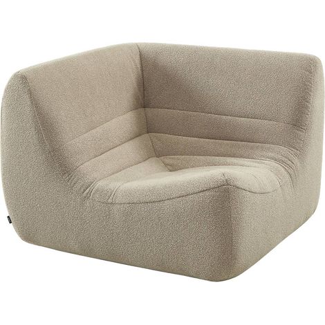 sweeek - Ecksessel mit strukturiertem Bouclé-Bezug, 1-Sitzer, Strukturiertes  Bouclé, Beige
