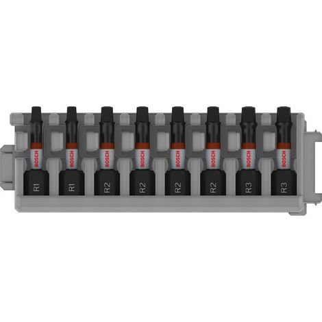 Bosch PRO Robertson Impact Bit R1(x2) R2(x4) R3 (x2) 55 mm 8 pces - 2608521U58 (1/4)
