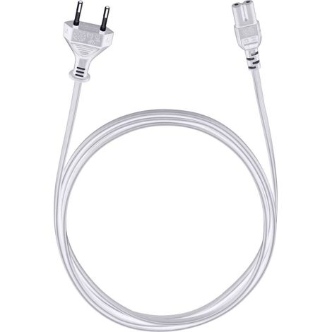 alimentation Câble de raccordement [1x fiche Euro mâle - 1x prise femelle C7] 3.00 m blanc Oehlbach Powercord C 7 W752741 (1/2)