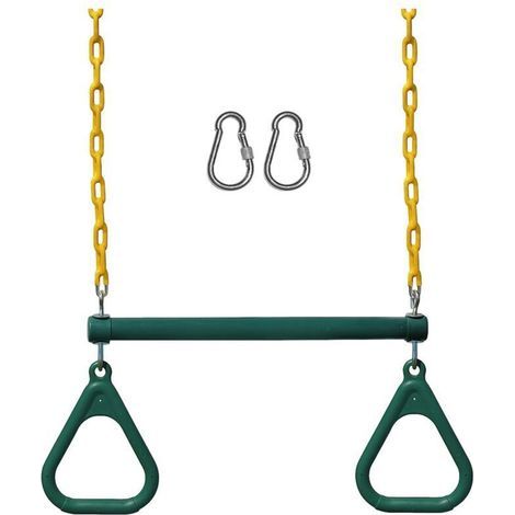 Gartenschaukelsets beinhalten eine 18 Zoll lange trapezförmige Schaukelstange und eine robuste 48 Zoll lange Kette mit Karabinerhaken mit Verriegelung (Grün) (1/5)