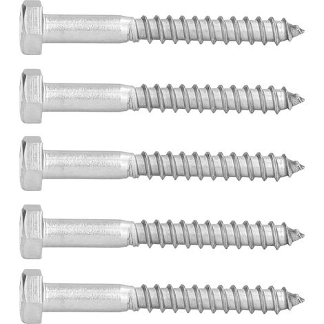 25 vis à bois autoforeuses inox A2-70 DIN571 à demi-filetage tete hexagonale M8x70 mm pour charpente sans pre-percage (1/5)