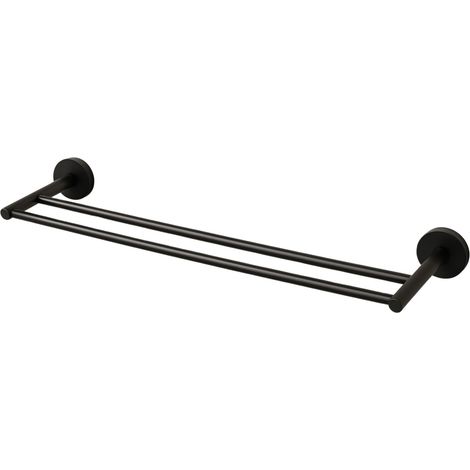 BALNEO - double barre porte-serviettes en acier inox noir - porte-serviettes 60 cm QUBE inoxydable - barre de salle de bain (1/2)