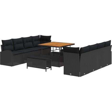 Maison Exclusive - Gartensofa-set mit Kissen 11 pcs Schwarz Poly-