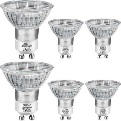 Ampoule Spot GU10, Lampe  220V, Intensité Variable Blanc Chaud 2700K, Grand Angle de Faisceau 38°, Réflecteur pour Eclairage de Salle de Bain, Eclairage D'armoire, Lot de 6 (1/5)
