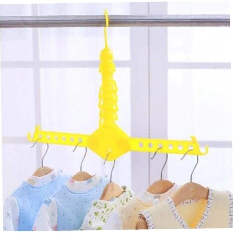 Portant à vêtements pliable multifonction en plastique avec 12 trous, gain de place (jaune) (1/2)