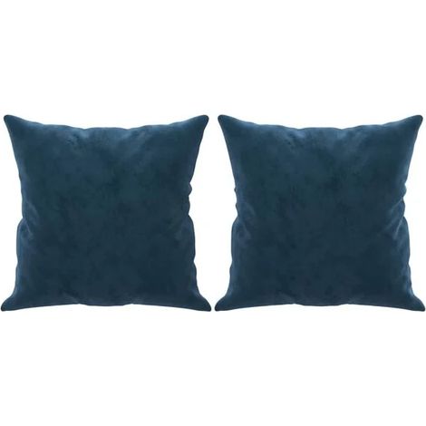 Coussins décoratifs, lot de 2, bleus, 40x40cm, matière velours. (1/5)