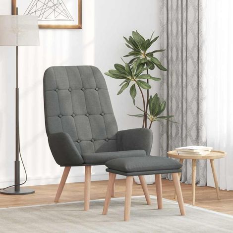 Teenpull – Relaxsessel mit Hocker Dunkelgrau Stoff (1/5)