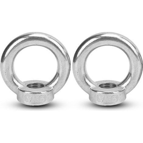 2Pcs Écrous à Anneau Marins, 700 kg/1200 kg/1500 kg Anneau de Levage en Acier Inoxydable Écrous Filetés Femelles Écrou à Boucle Écrou à œil pour Yachts, Bateaux à Moteur, Navires (M16) (1/5)