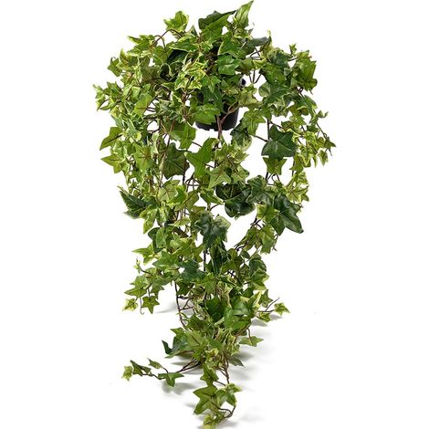 Lierre retombant artificiel panaché en pot, L 85 cm, D 32 cm (1/3)