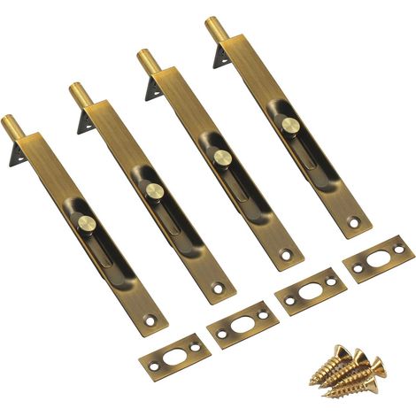Verrou de porte encastré en acier inoxydable de 10,2 cm avec vis Argenté (4 pièces) (1/5)