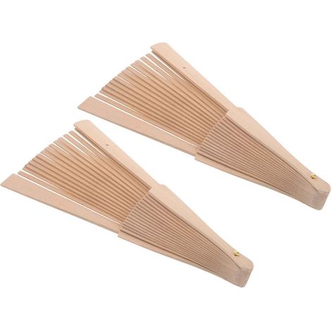 Cadres D'ÉVentail En Bois Naturel 23.00X0.98X0.79In Lot De 2 Pour Fabrication Diy Ventilateur À Main Artisanat CréAtif Monture ÉVentail Bois (1/5)