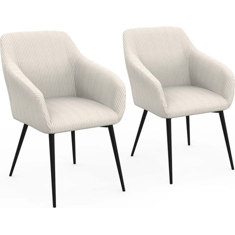 Set di 2 sedie e poltrone da pranzo JANY in velluto a coste beige (1/5)