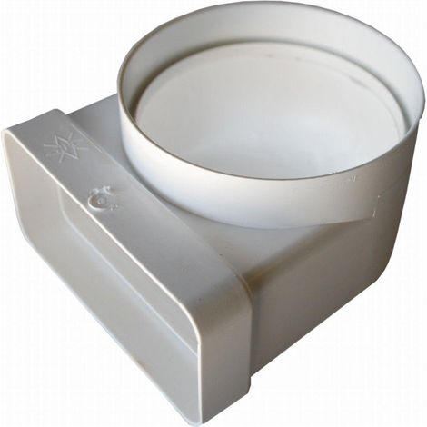 FPLUS codo mixto pvc 100x55x110 , Codo mixto a 90 grados para unión con tubo rígido rectangular y redondo de 110 mm.x55mmx100 mm..fabricado en PVC para la salida de humos de la cam