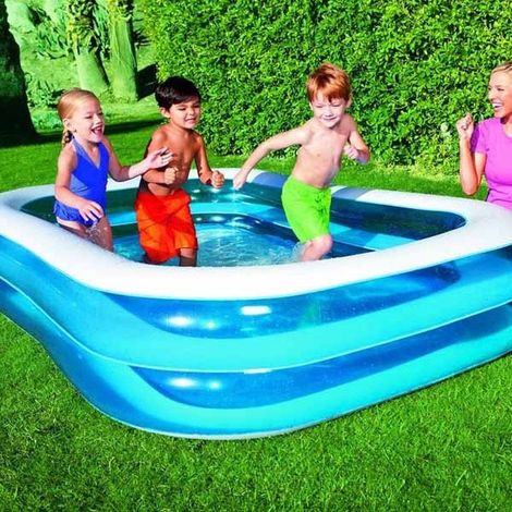 Piscine Gonflable Bébé Enfant 3 Boucles Jeux D'eau Famille 269 X 175 Cm (1/2)