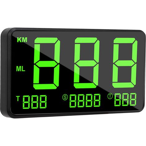 Affichage tête haute numérique universel pour voiture, compteur de vitesse GPS à lumière verte avec alerte de fatigue au volant. (1/5)