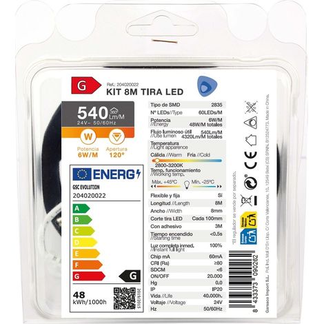 Kit 8M LED-Streifen 6W/M IP20 2800K-3200K vorbereitet