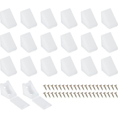 Plastique Supports D'angle 21x21x17mm, 20 Pack Support L Angle Droit Porte Planche Etagere Avec Vis Pour Tiroir Etagere Bois Armoire Cadre, Blanc (1/5)