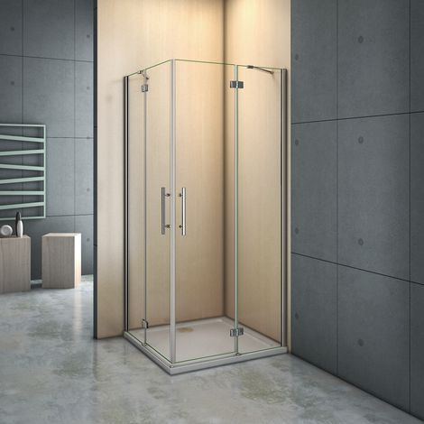 Duschkabine 90X90X195cm Duschwand Duschabtrennung Eckeinstieg Scharniertür Dusche NANO Eckdusche Glas (1/5)