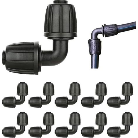 10 connecteurs de tuyau cannelés de 16 mm pour système d'irrigation, accessoires d'irrigation goutte à goutte de 16 mm, adaptateur coudé d'irrigation goutte à goutte pour jardin, pelouse