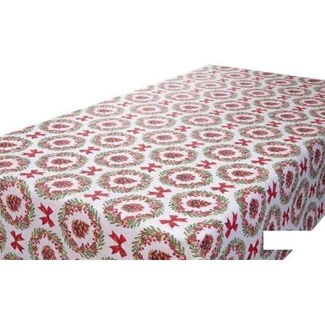Rollo de mantel resinado antimanchas 75% algodón, 1,40 m x 15 m, fácil limpieza (1/5)