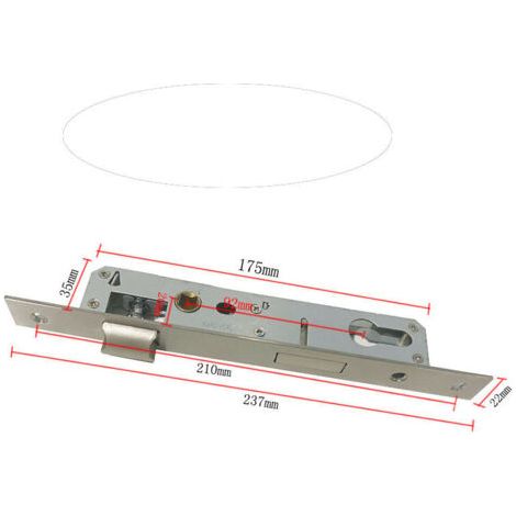 Serrure à encastrer monopoint de porte de jardin 92mm en acier inoxydable