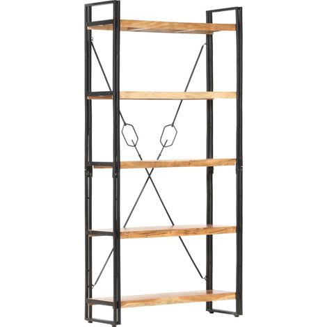 Bibliothèque 5 niveaux 90x30x180 cm Bois solide de d'acacia