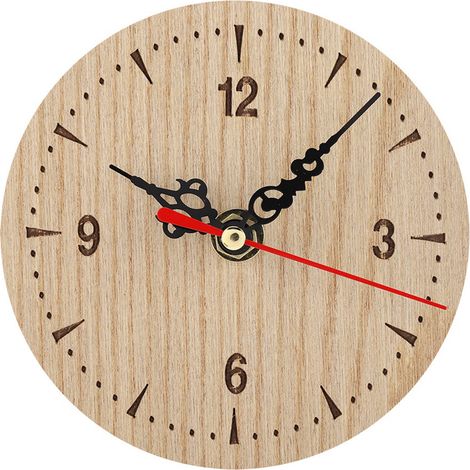 Eosnow Vintage runde Holztisch-Schreibtisch-Wand-Analoguhr für Wohnzimmer, Schlafzimmer, Büro (12 cm)