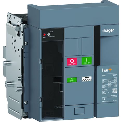 Disjoncteur Ouvert HW1 66kA 1250A 3P Débrochable pour TU sentinel Energy - HAGER HW1E312DE