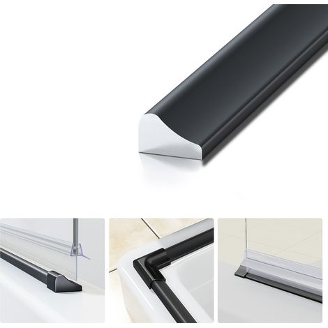 WDWRITTI 1x95cm Schwallschutzleiste Duschwasserstop Alu Schwallschutzprofil Schwallschutzleiste für Dusche, Schwarz