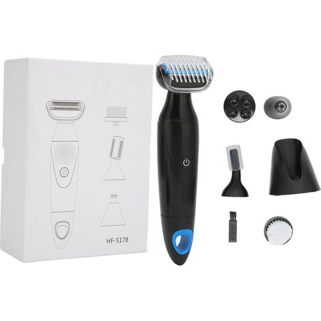 Rasoir électrique multifonctionnel 5 en 1 qui peut être utilisé pour éliminer les poils des sourcils, du nez et du corps (noir). (1/5)