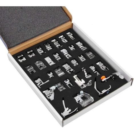 Pied-de-biche professionnel pour machine à coudre domestique, 32 pièces, ensemble de pieds-de-biche pour Singer, Brother, Janome, Babylock, simplicité et machines à coudre à tige basse (1/4)