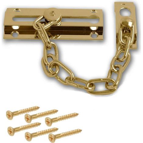 - Cadena de seguridad - Latón macizo - Cierre deslizante para puerta de entrada residencial, color dorado, 15x2cm (1/2)