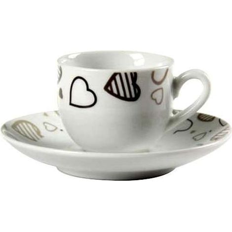 Tazza Caffè Porcellana Cuori Pz 6 Bellintavola