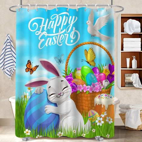 Rideau de bain imprimé polyester 180x180 montage sans perçage bâche polyester douche pour salle de bain avec douche à l’italienne (1/5)