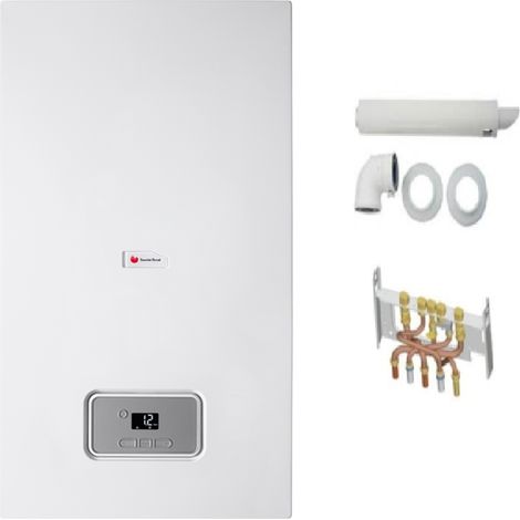 Saunier Duval – Chaudière gaz à condensation SemiaFast F25 – Dossière et ventouse inclus – 108,5% rendement – Micro-accumulation ECS – Installation facile