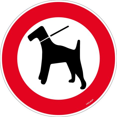 Panneau Interdit aux chiens même tenus en laisse - Rigide Ø300mm - 4061511 (1/2)