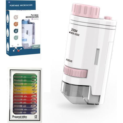 Microscope rose miniature pour enfants, idéal pour les voyages et l'éveil scientifique (1/3)