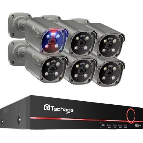 Sistema de seguridad, 8 canales, cámaras IP 4K, 6 cámaras de 8 MP, sin disco duro integrado. (1/2)